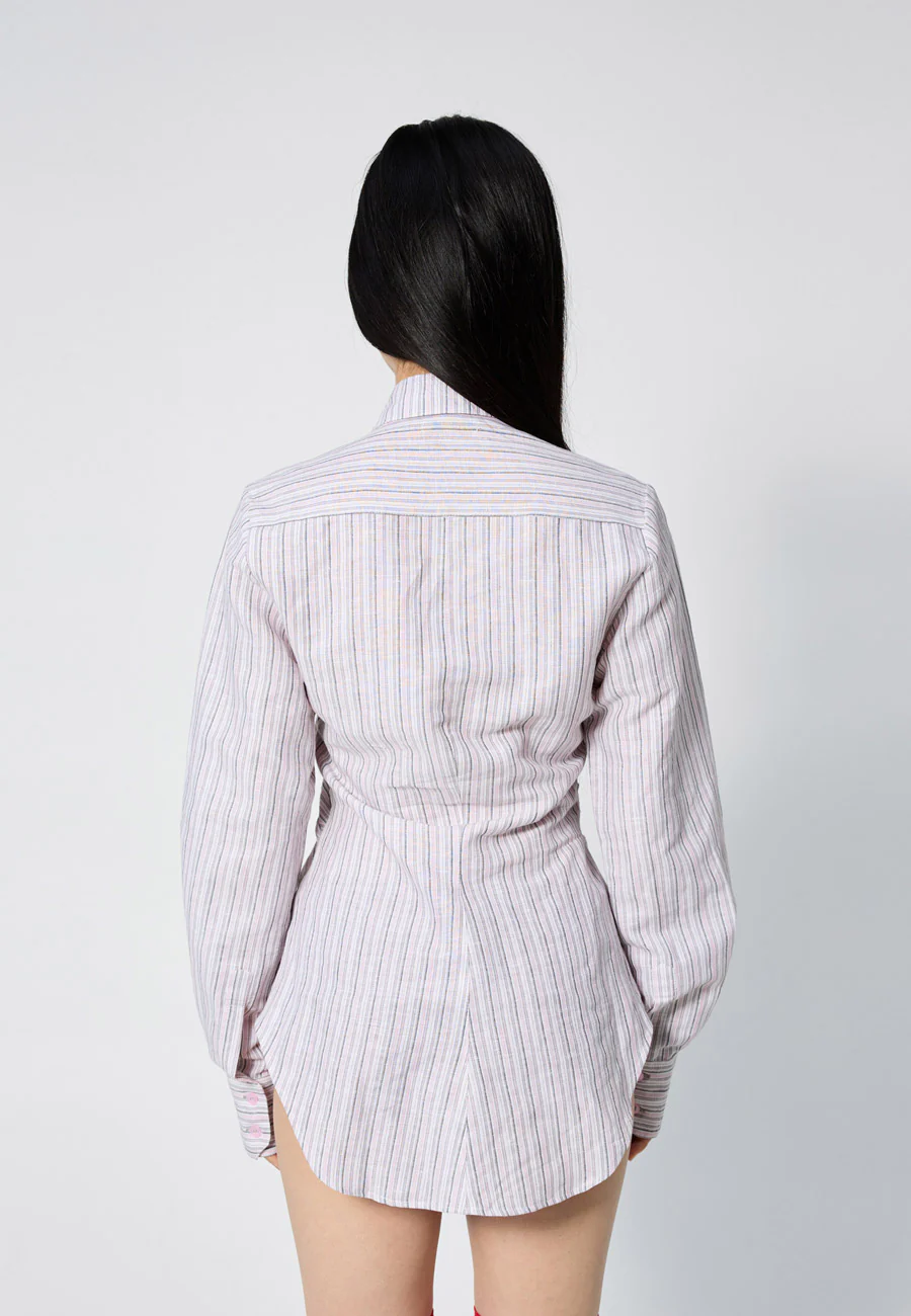 Arthur Ruffle Blouse Pink Stripe - Image 4