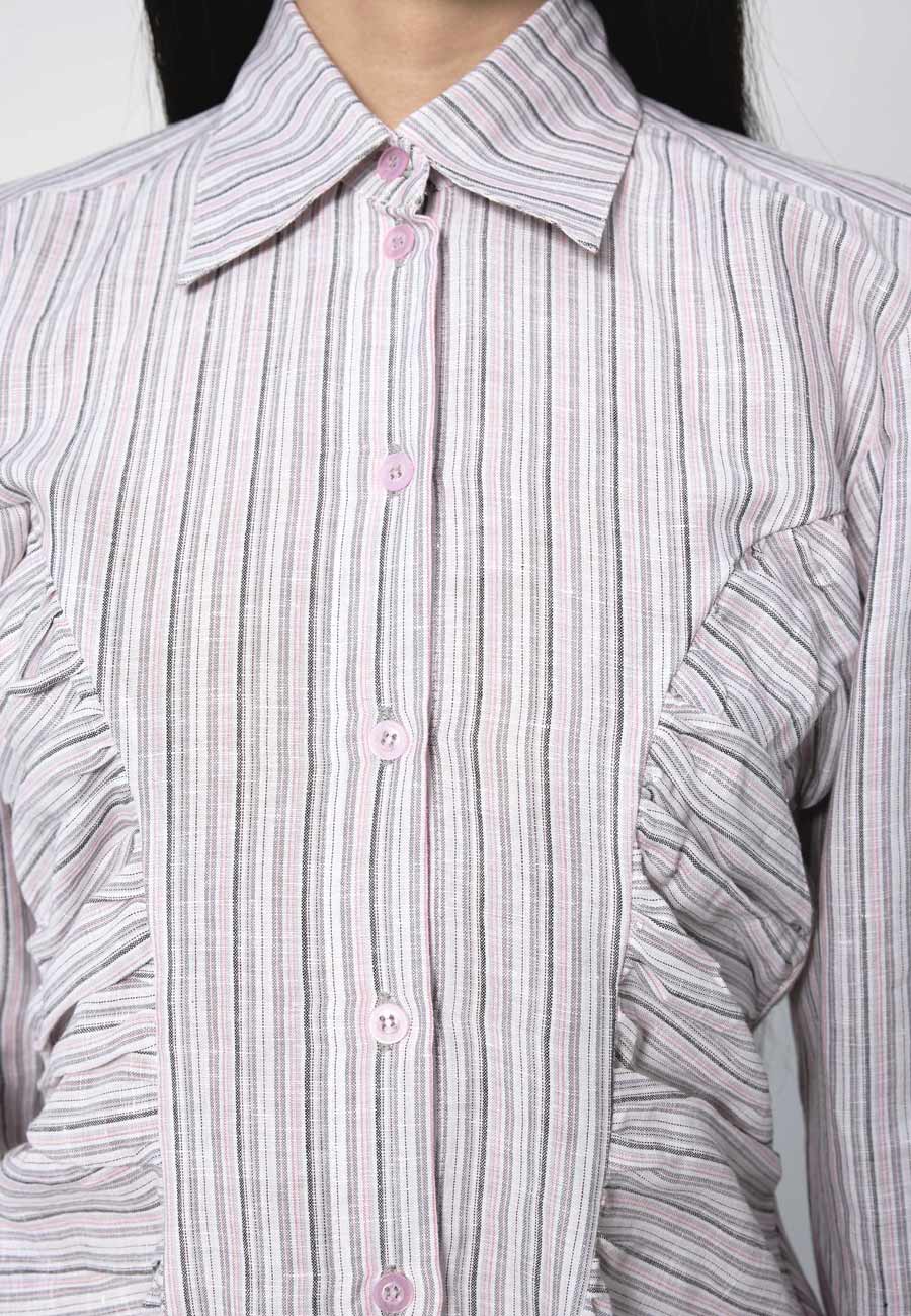 Arthur Ruffle Blouse Pink Stripe - Image 6