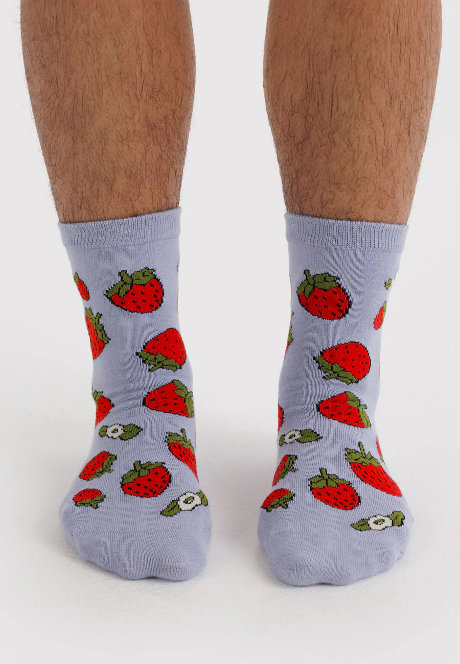 Baggu Crew Sock Strawberry Blossom - Image 2