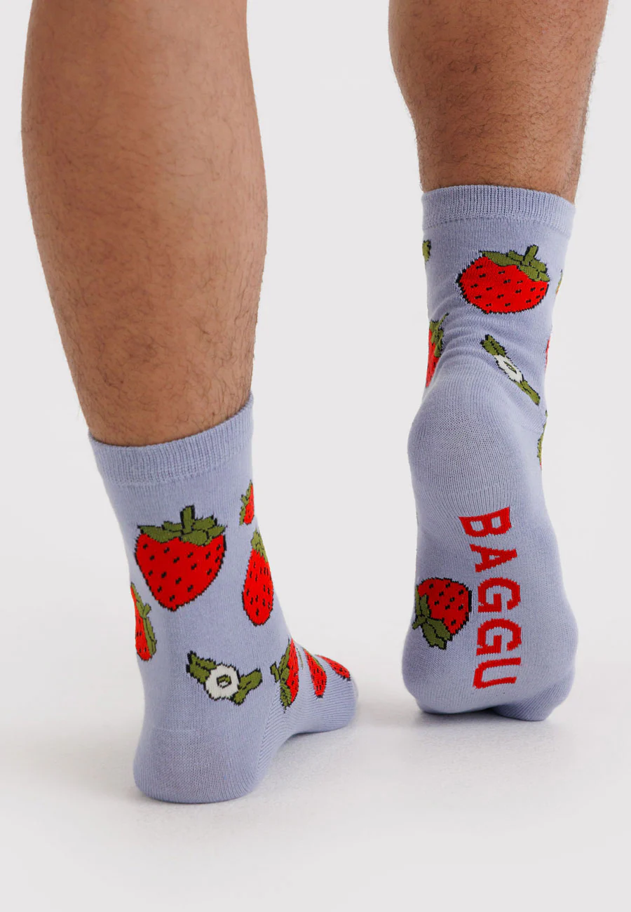 Baggu Crew Sock Strawberry Blossom - Image 3