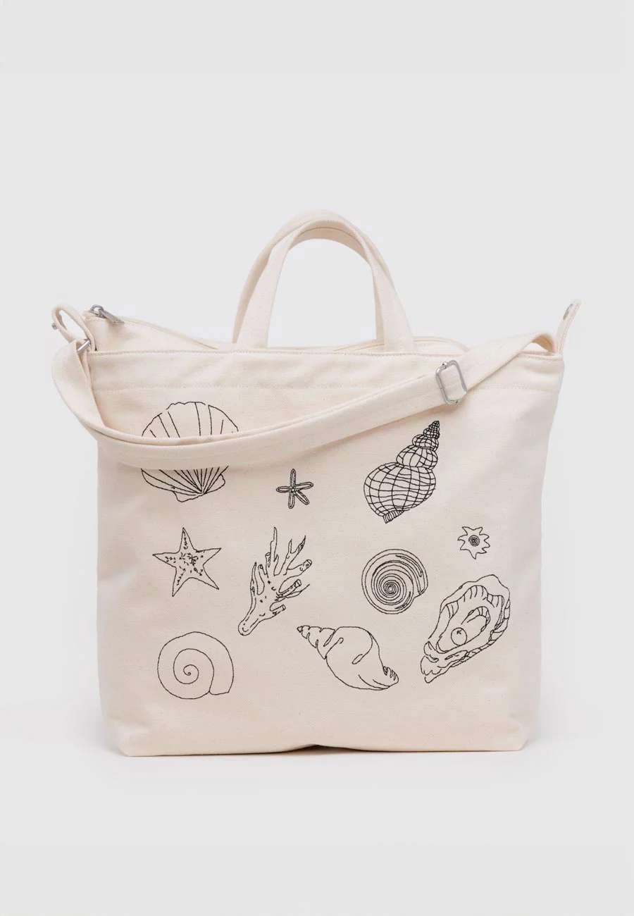 Baggu Horizontal Zip Duck Bag Embroidered Shells