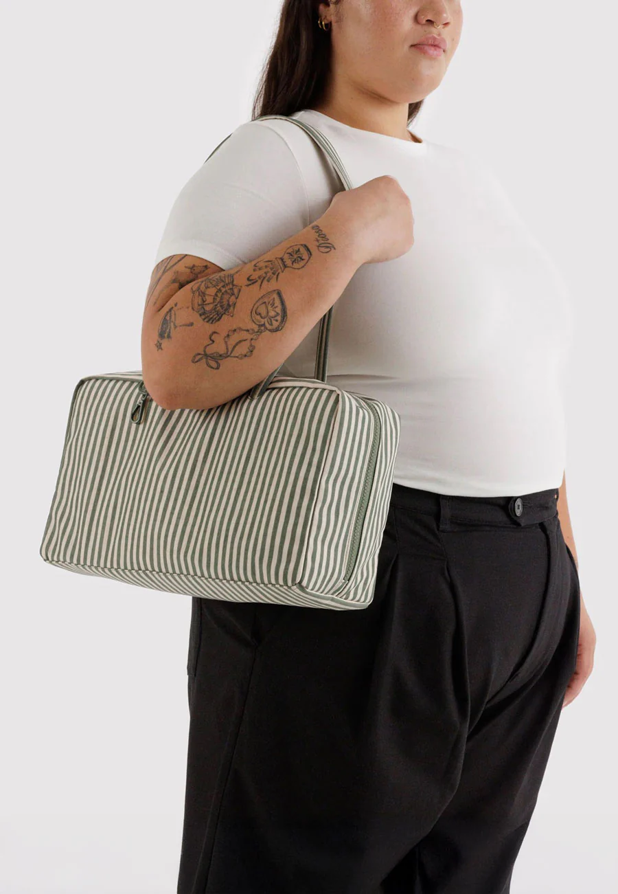 Baggu Medium Nylon Bowler Bag Sage Stripe - Image 2