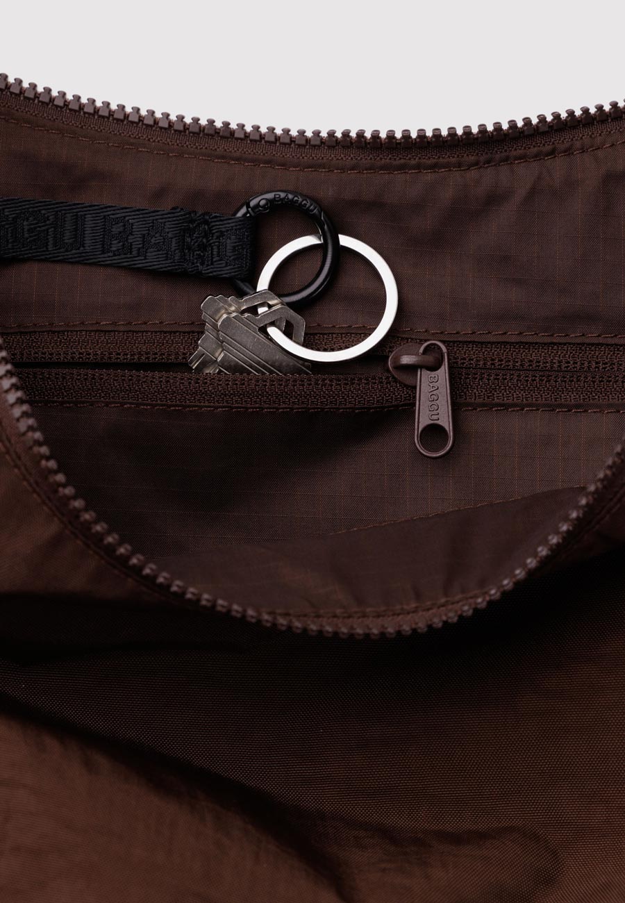 Baggu Medium Nylon Crescent Bag Coffee - Image 3