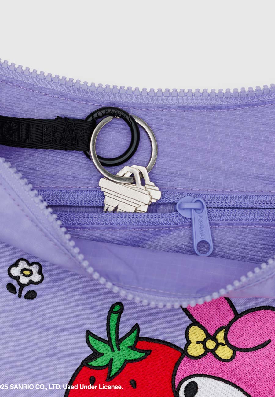 Baggu Medium Nylon Crescent Bag Embroidered My Melody Strawberry - Image 3