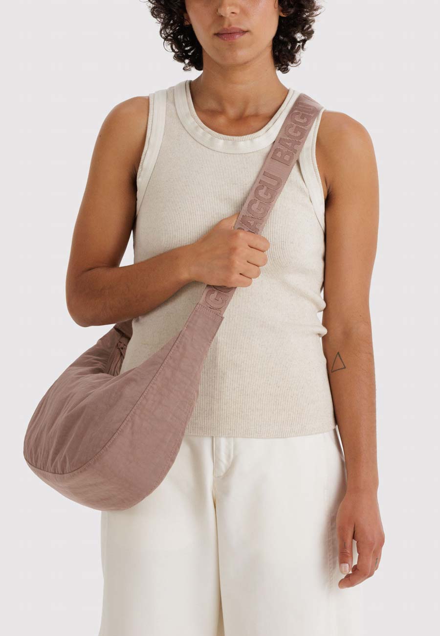 Baggu Medium Nylon Crescent Bag Toasted Almond - Image 2