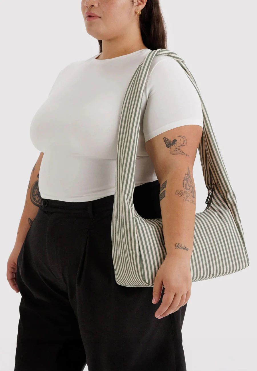 Baggu Nylon Meringue Bag Sage Stripe - Image 2