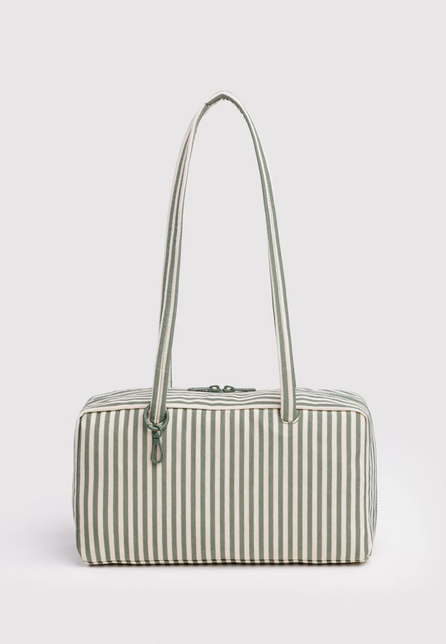 Baggu Nylon Bowler Bag Sage Stripe