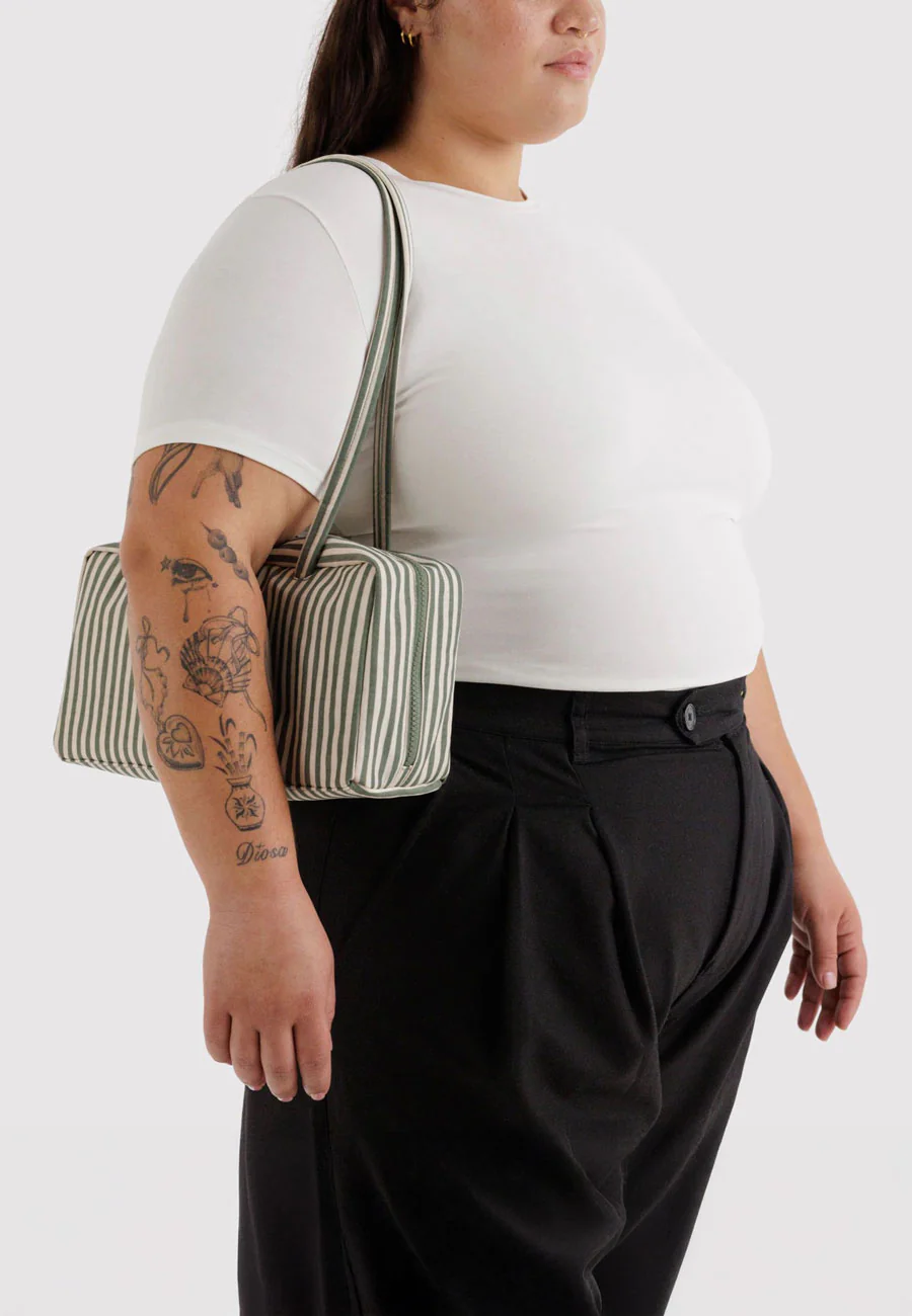 Baggu Nylon Bowler Bag Sage Stripe - Image 2