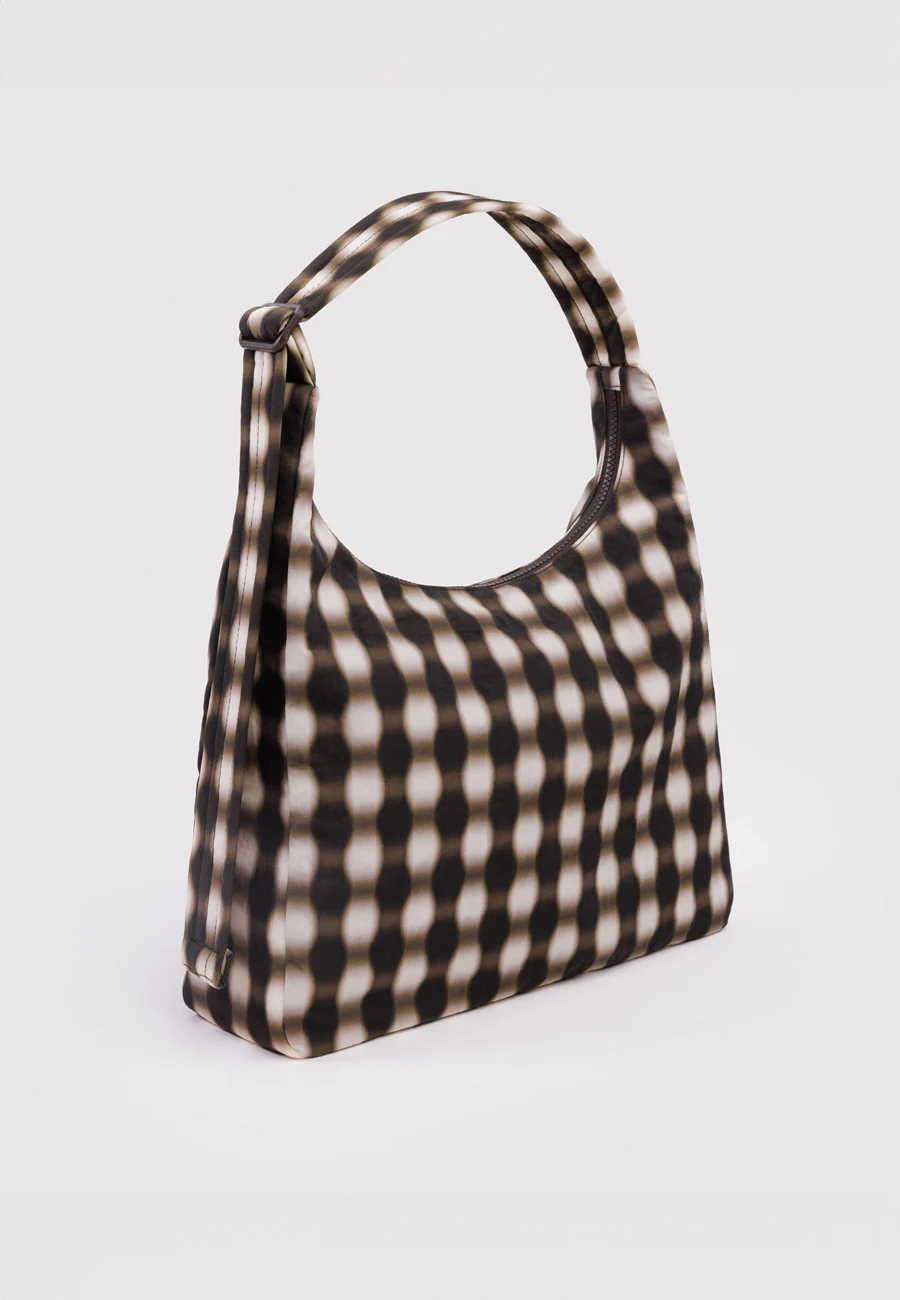 Baggu Nylon Shoulder Bag Blurred Gingham Brown - Image 4