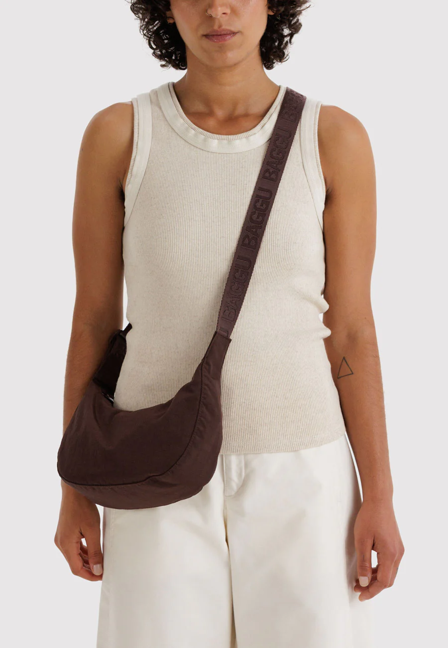 Baggu Small Nylon Crescent Bag Coffee - Image 2