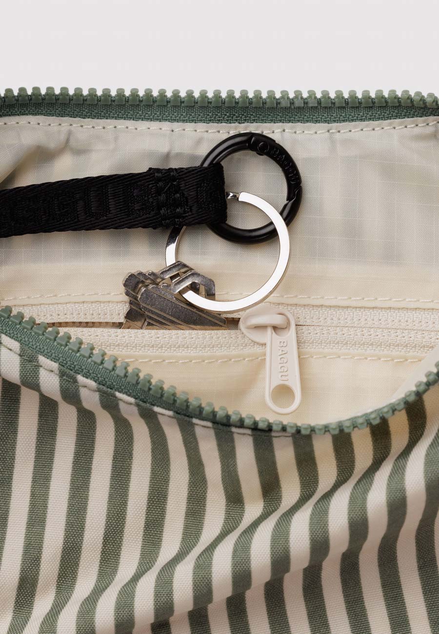 Baggu Small Nylon Crescent Bag Sage Stripe - Image 3