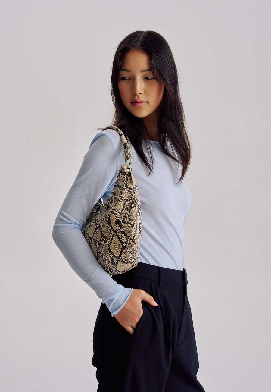 Brie Leon Mischa Shoulder Bag Beige Python - Image 2