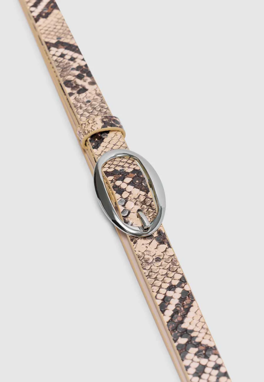 Brie Leon Oval Belt Python Silver - Image 3