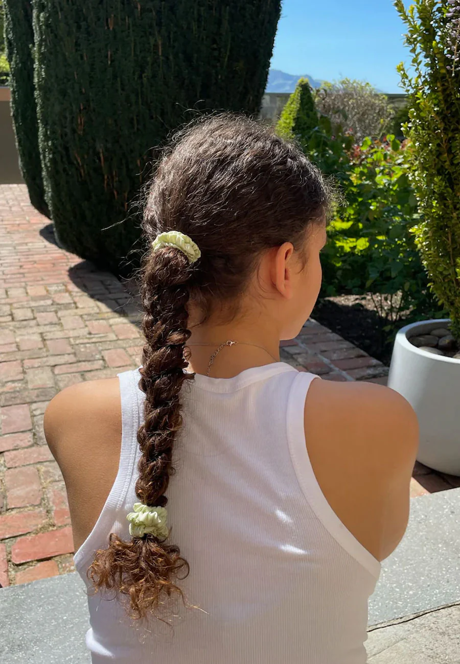 Buttermilk Accessories Mia Silk Scrunchie Pistachio - Image 2