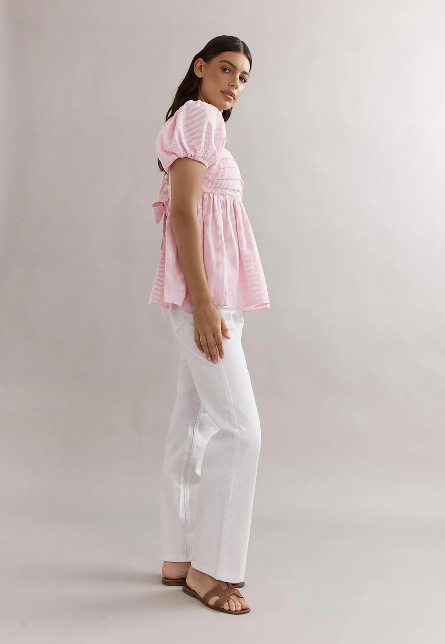 Caitlin Crisp Piper Bodice Pink Seersucker - Image 4