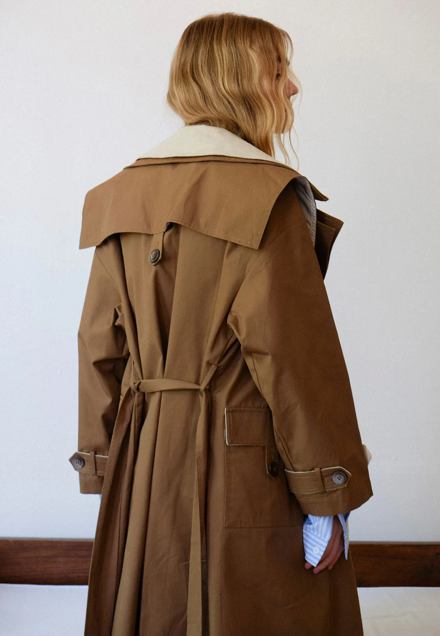 Commonplace Essentials Double Layer Trench Cream/Tan - Image 5