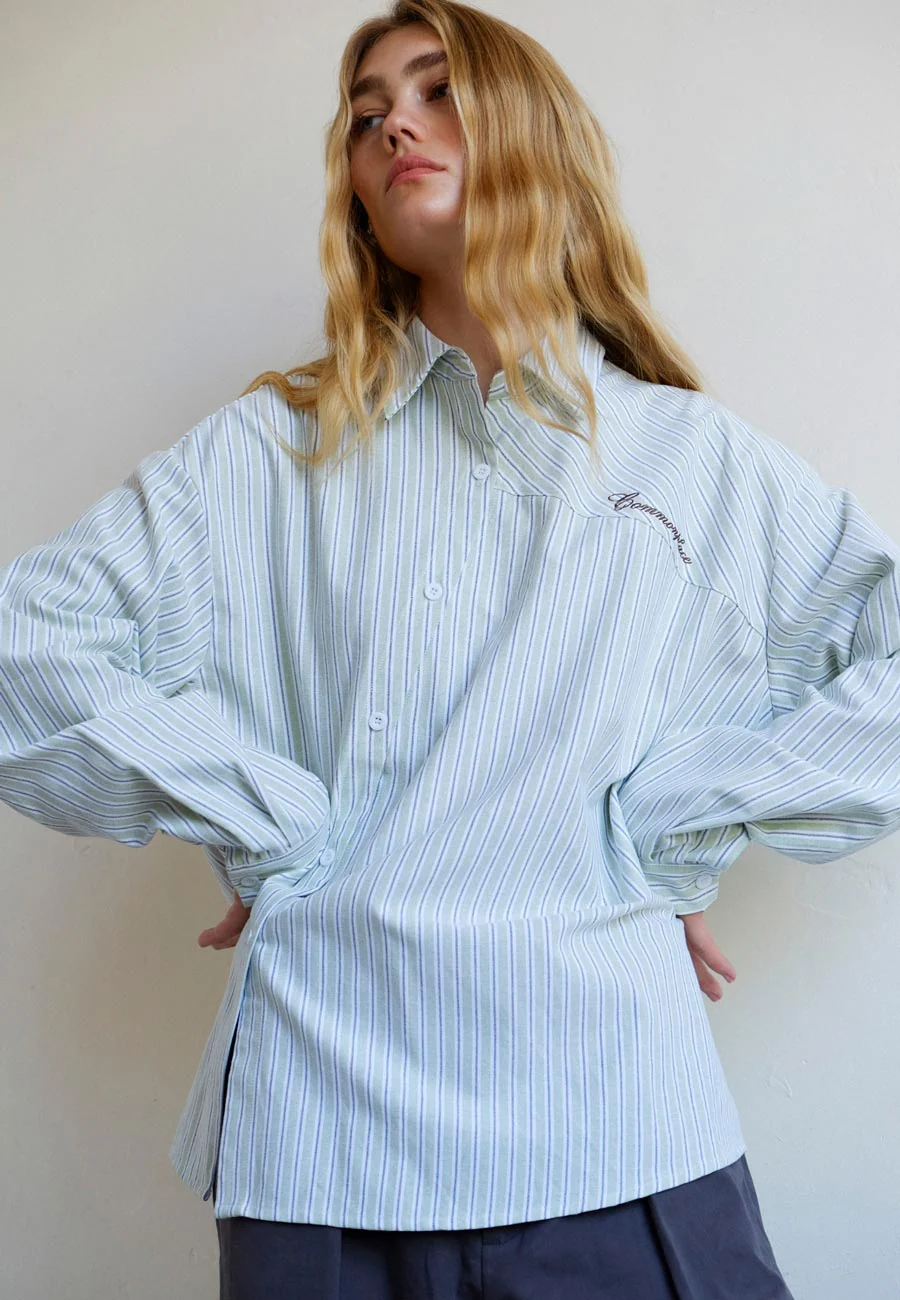 Commonplace Essentials Cortez Shirt Mint Stripe - Image 3