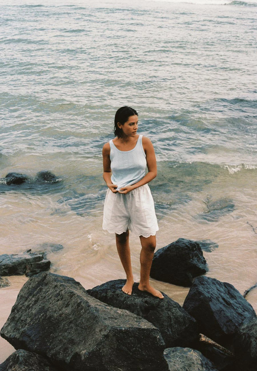 Commonplace Essentials Riviera Pointelle Tank Sky - Image 3