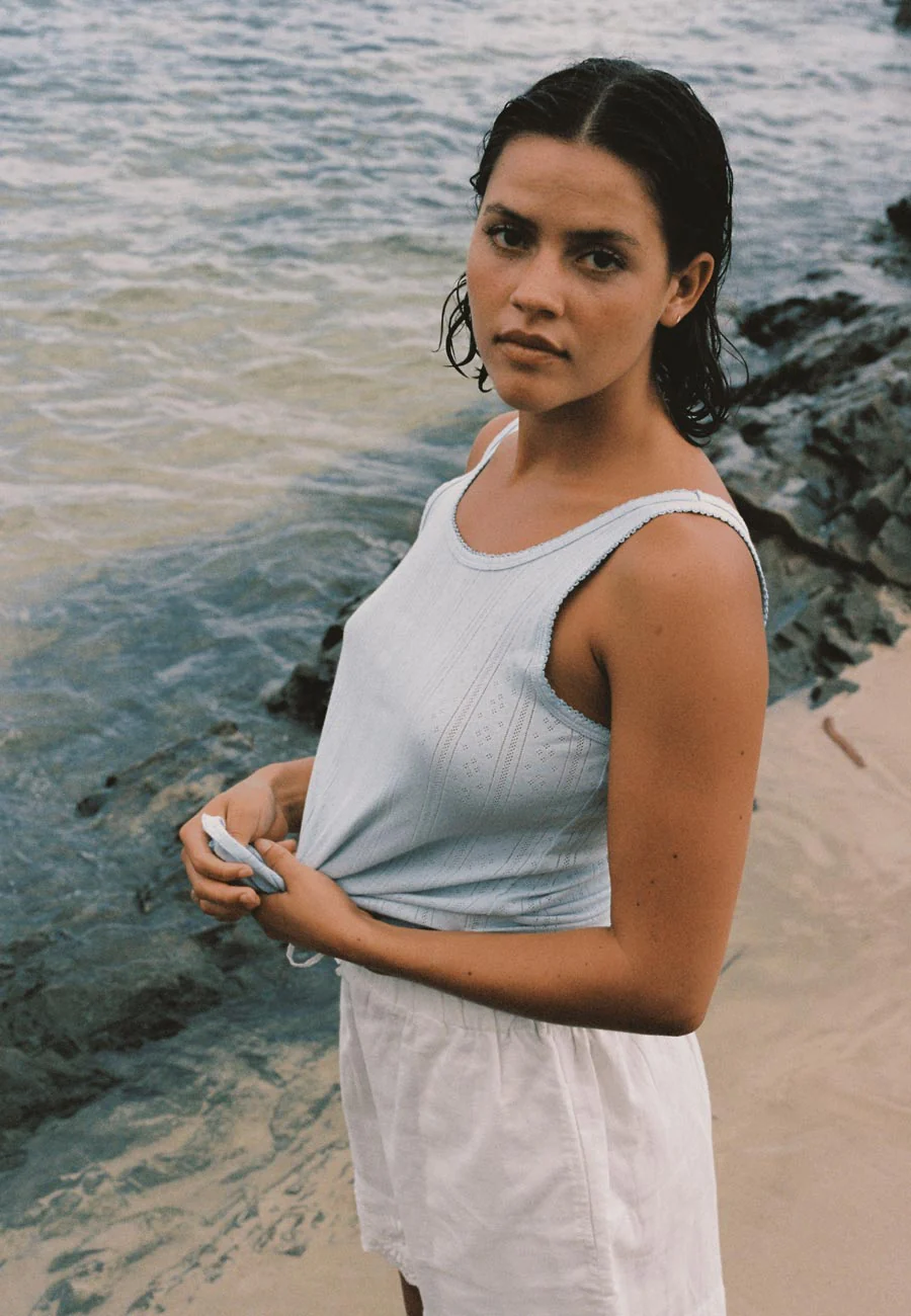 Commonplace Essentials Riviera Pointelle Tank Sky - Image 4