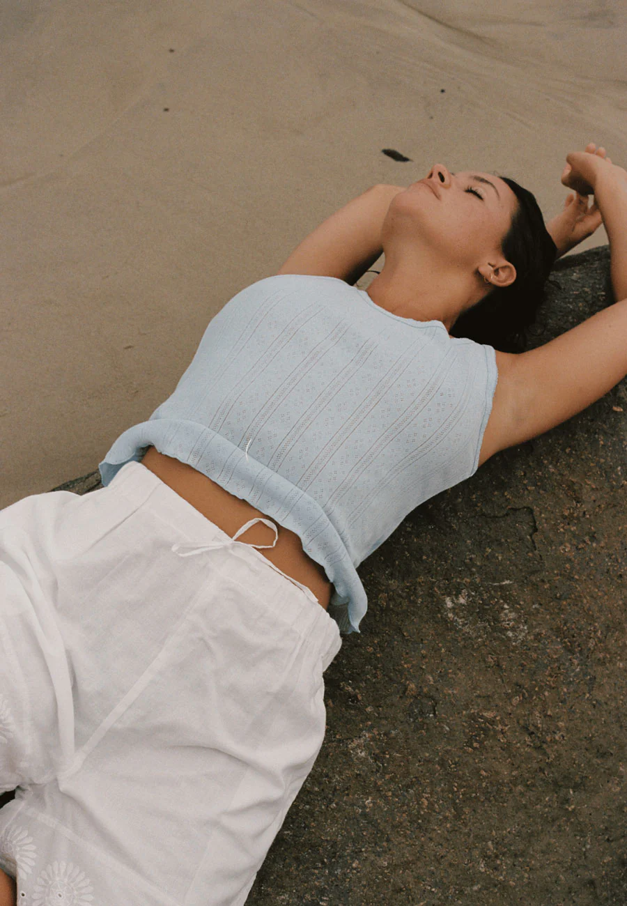 Commonplace Essentials Riviera Pointelle Tank Sky - Image 5