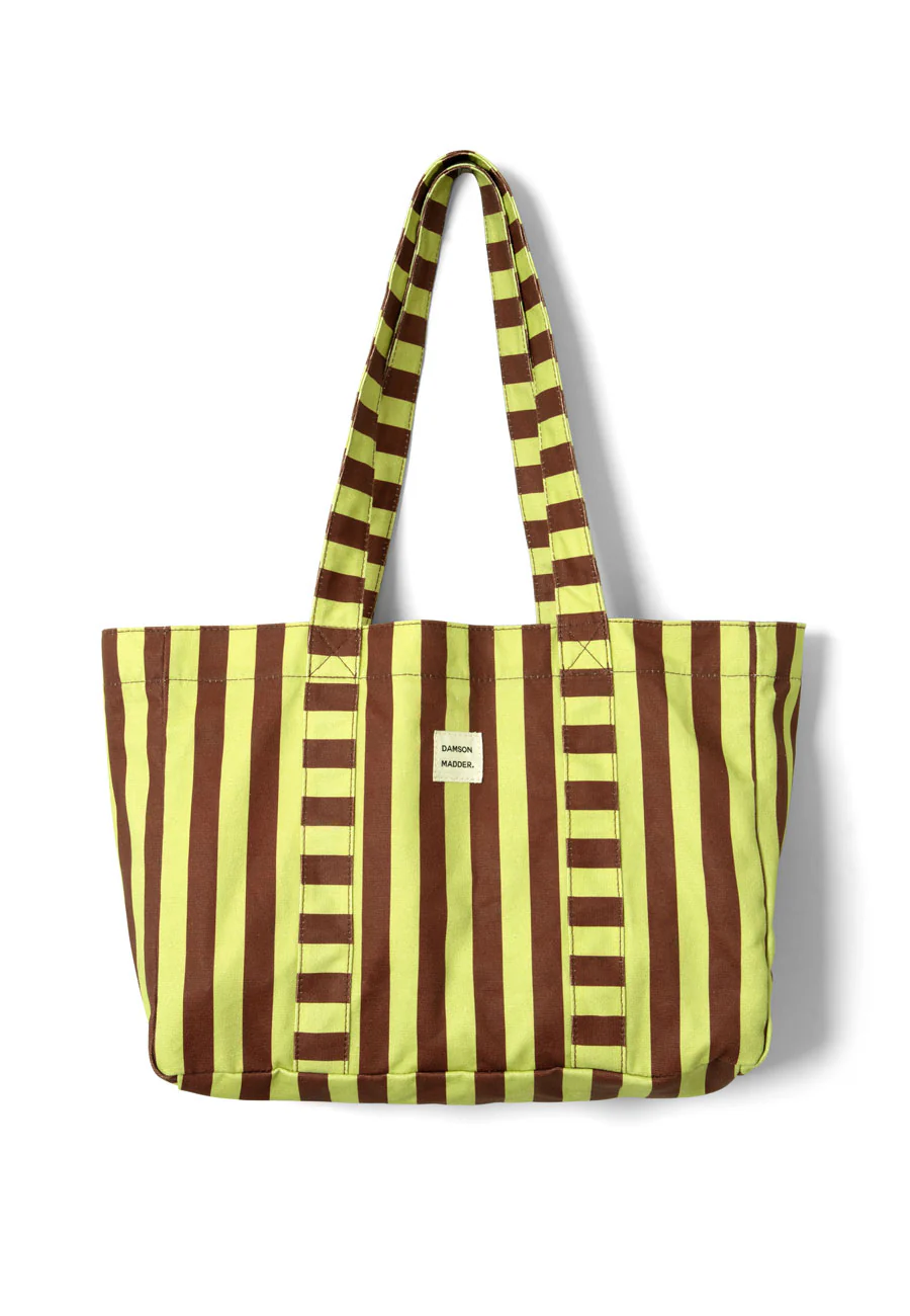 Damson Madder Large Canvas Tote Bag Green Stripe - Image 4