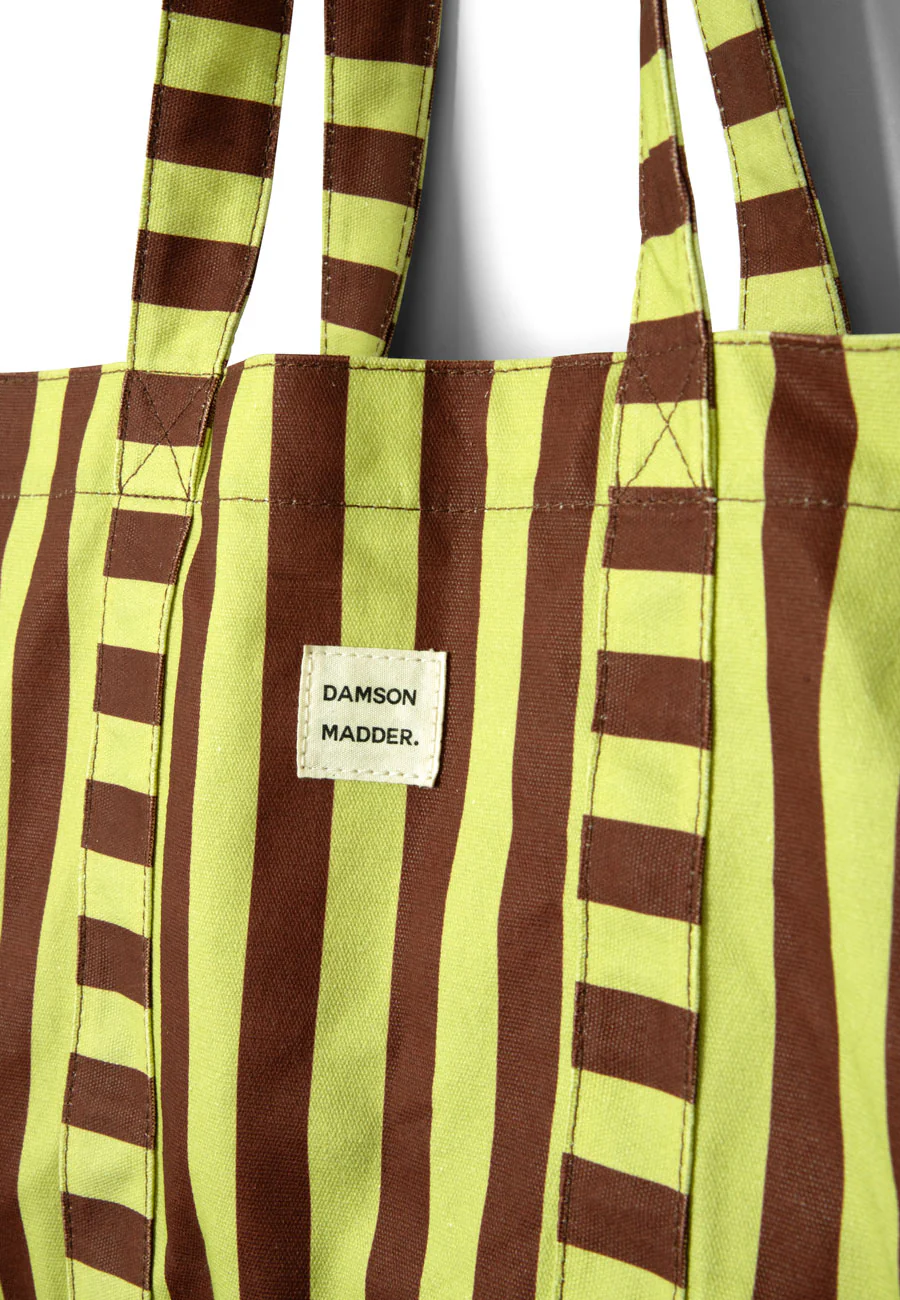 Damson Madder Large Canvas Tote Bag Green Stripe - Image 5