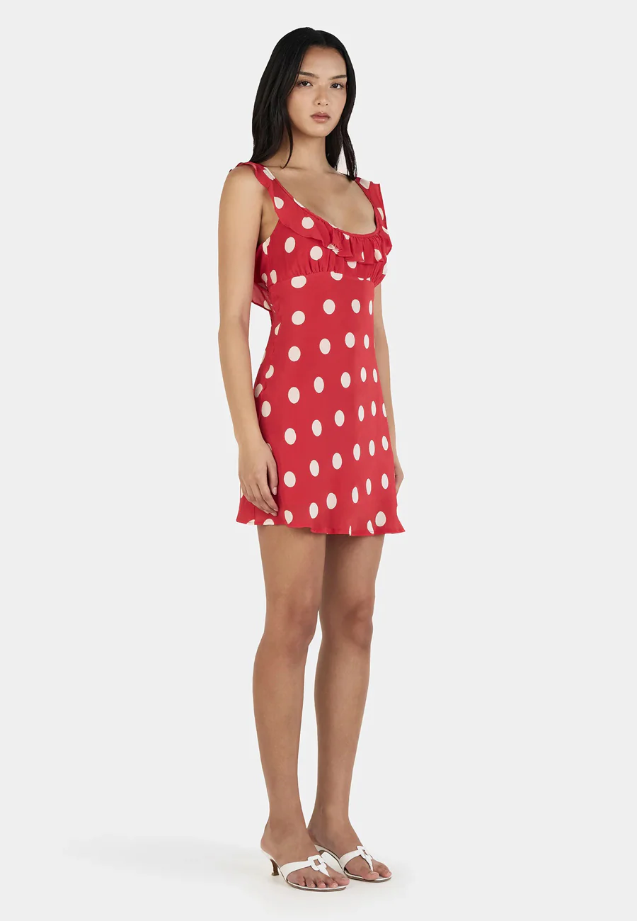 Ownley Candy Mini Dress Red Polka - Image 3