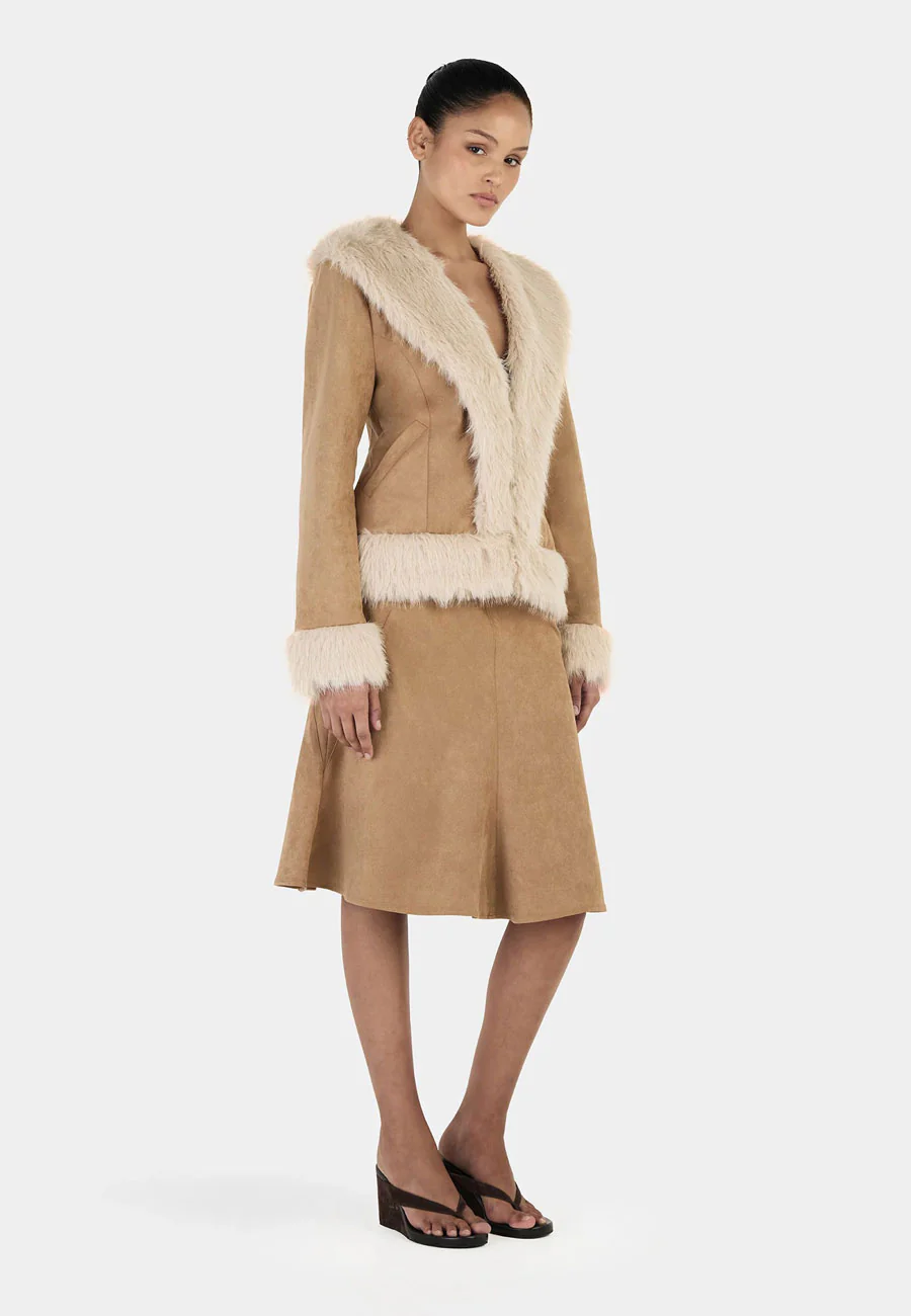Ownley Fifi Coat Tan Cream - Image 3