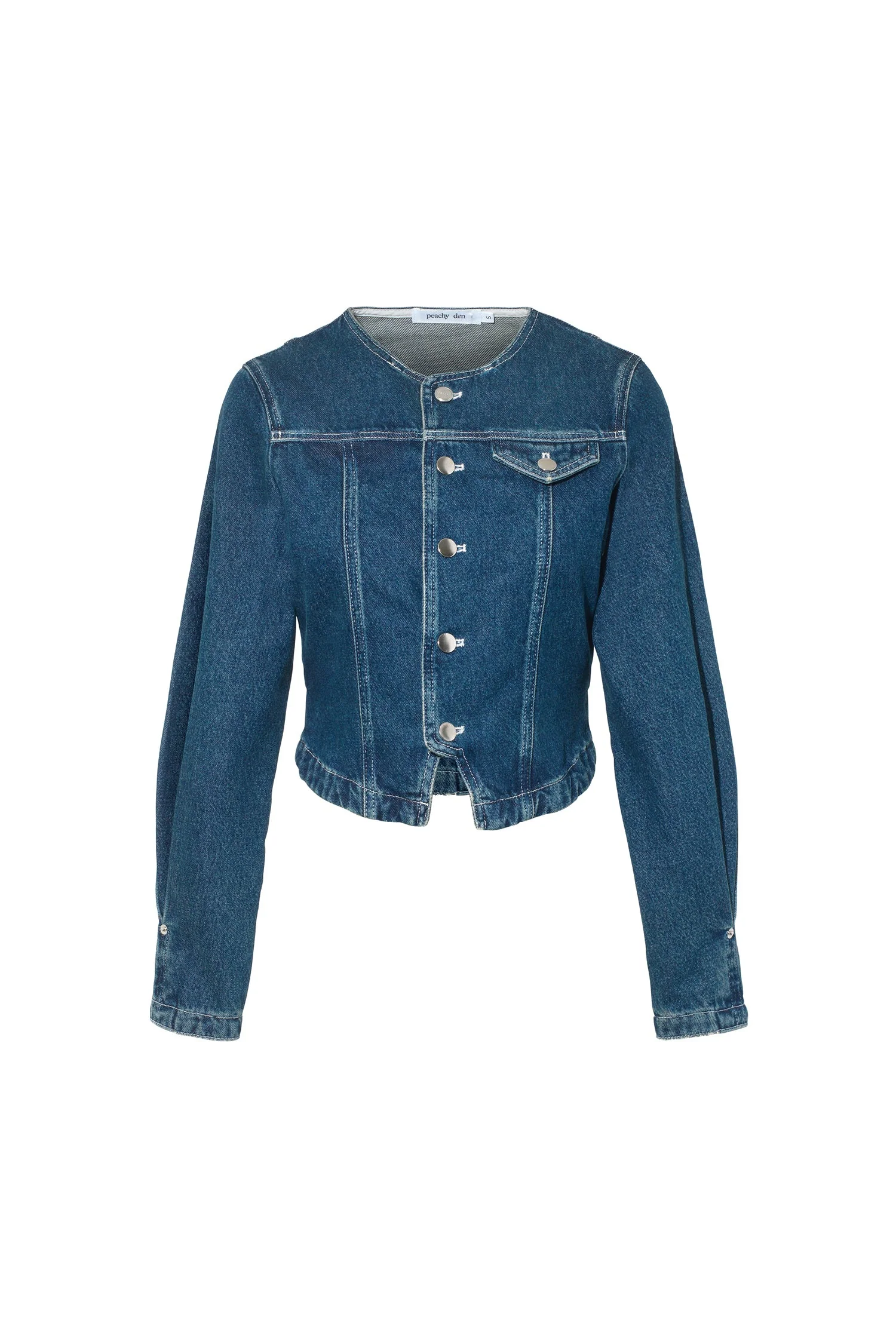 Peachy Den Goldie Fitted Denim Jacket Dark Fade - Image 5