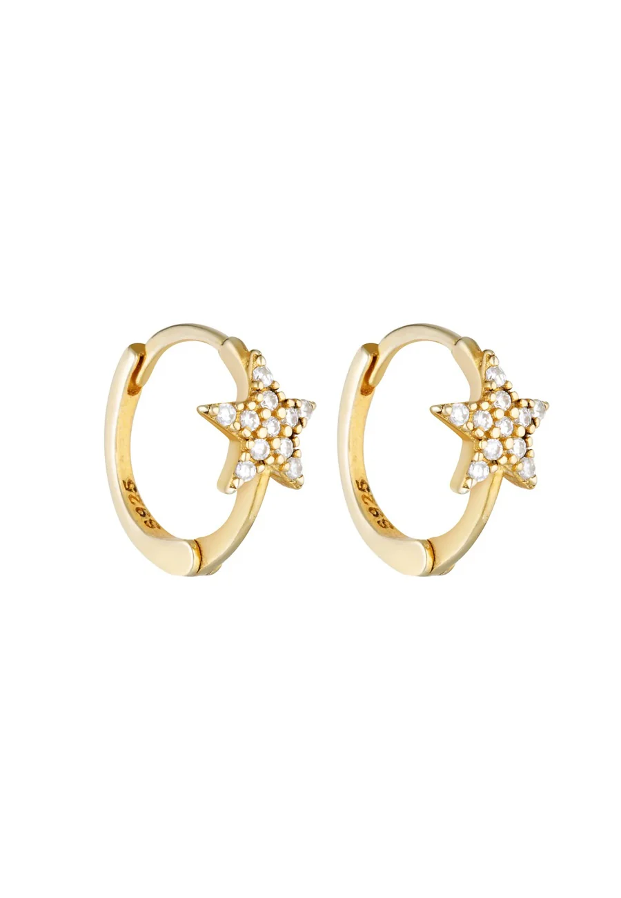 Porter Jewellery Star Huggies Gold/Clear 8mm