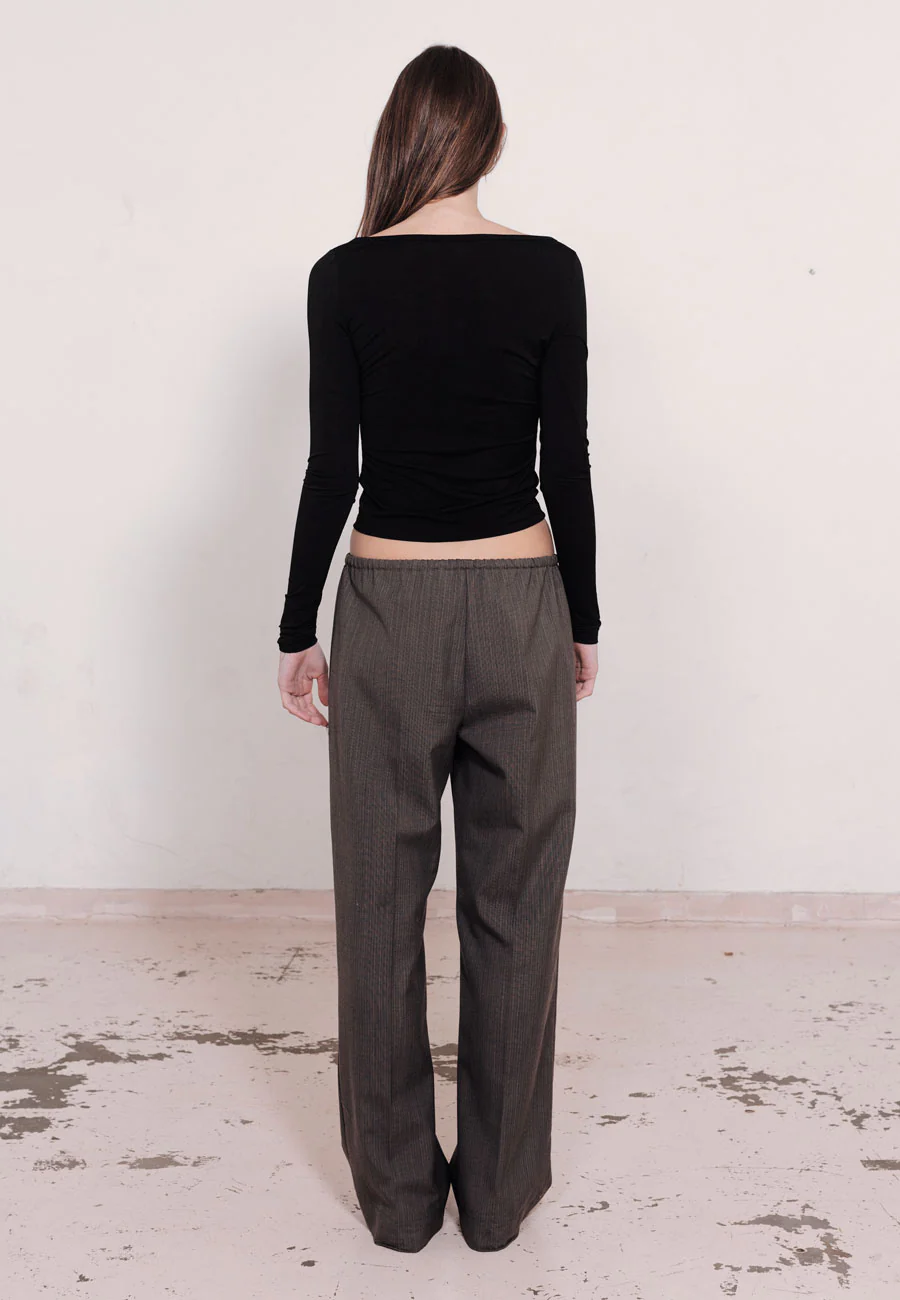 Sister Studios Carlotta Deep V Long Sleeve Top Black - Image 3